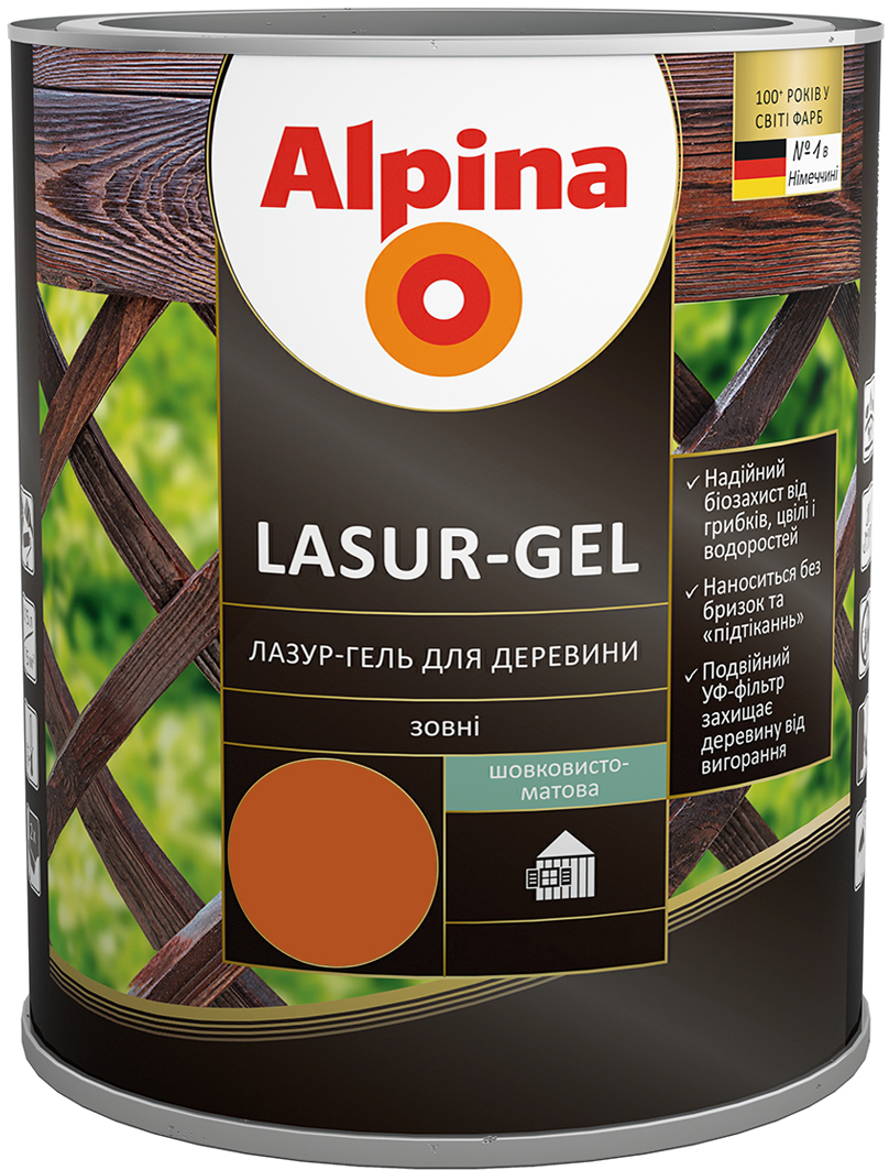 

Лазурь-гель для древесины Alpina шелковисто-матовый 2.5 л Рябина (948103833)