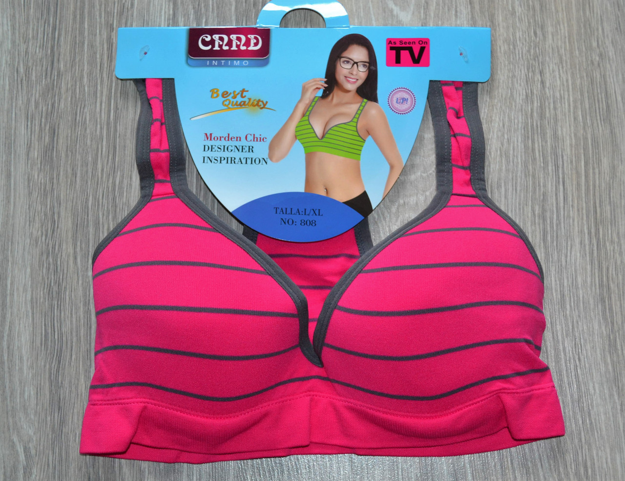 

Спортивный топ с пуш апом CNND L-XL розовый в полоску (808)