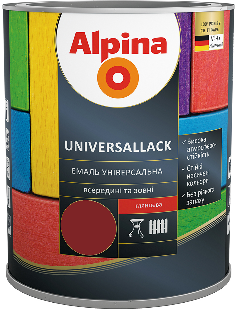 

Эмаль Alpina Universallack Глянцевая 0.75 л Красно-коричневая (948103718)
