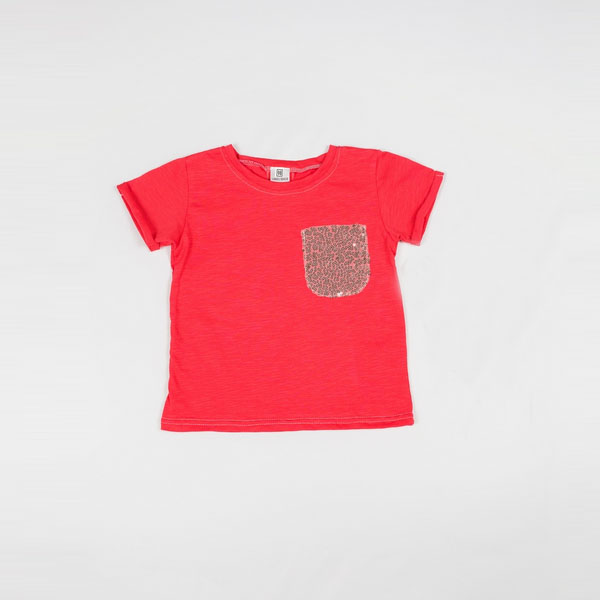 

Футболка Коралловая Little Bunny с карманом с пайетками 104р