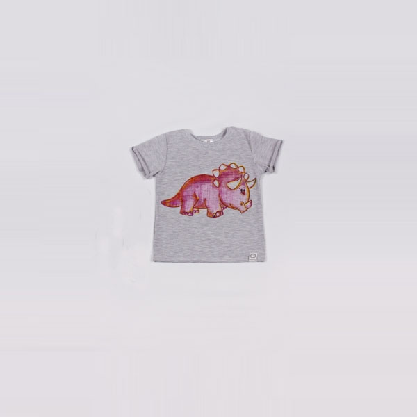 

Футболка Little Bunny с аппликацией динозавра Трицераптор-красный 128см Серая