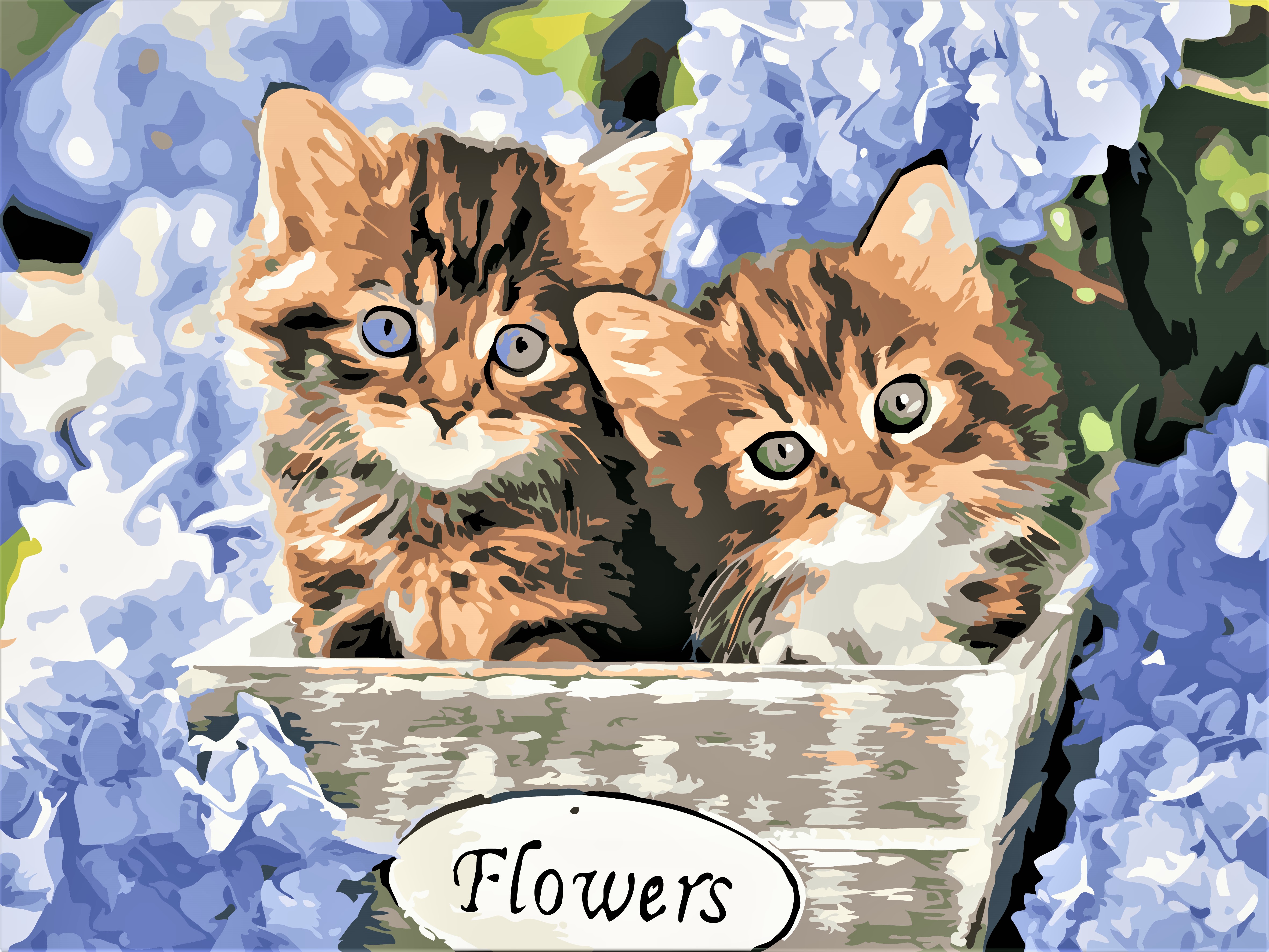 

Картина по номерам ArtStory Котята в цветах 40*30 см (без коробки) арт.AS0597