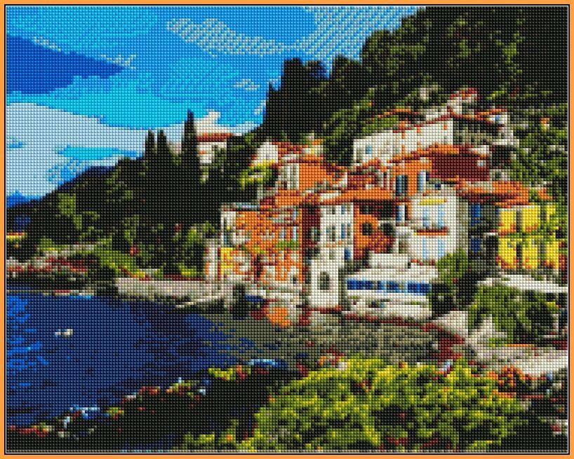 

Алмазная вышивка Турбо Италия. Озеро Комо 40*50 см арт.ST1086