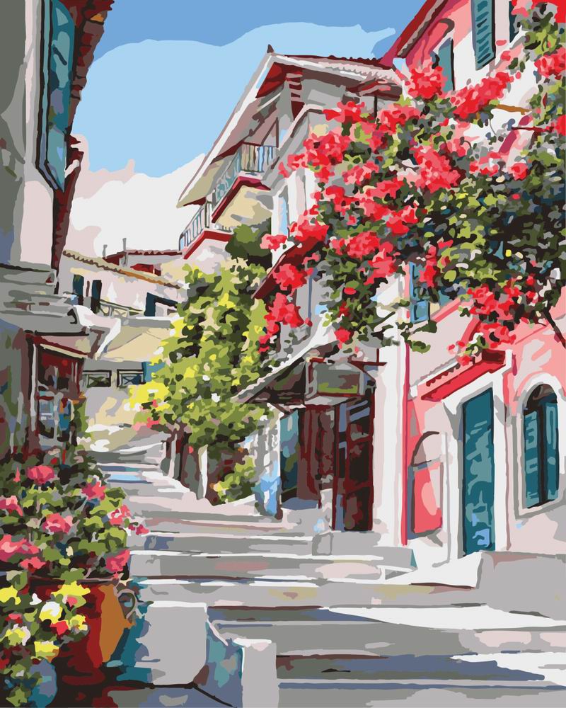 

Картина по номерам BrushMe Греческая улочка 40*50 см (без коробки) арт.BK-GX7519