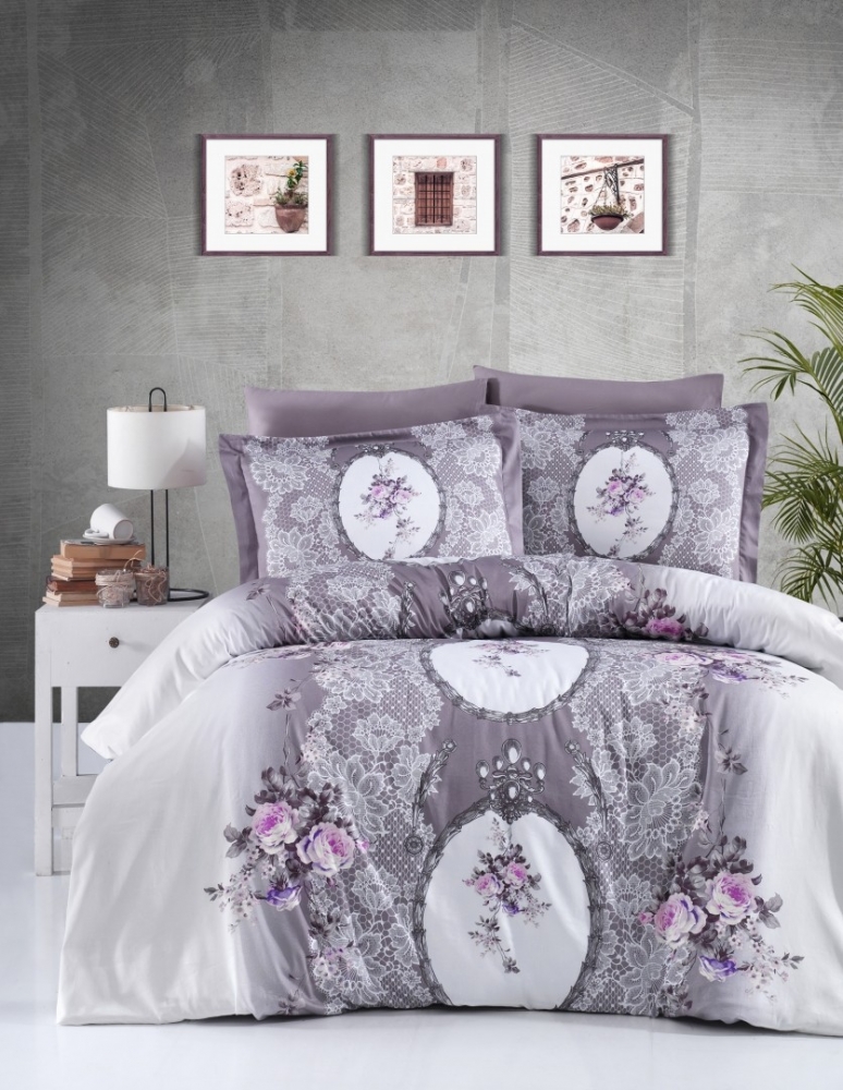 

Комплект постельного белья First Choice Satin Cotton Евро сатин арт.Poema Leylak