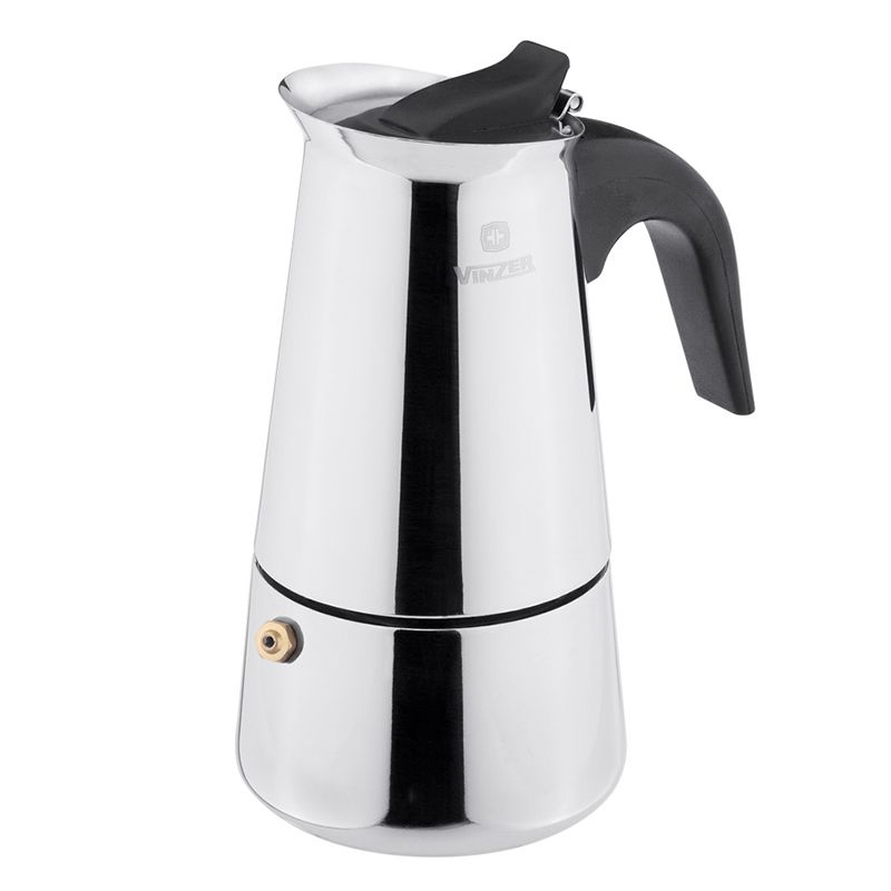 

Кофеварка гейзерная Vinzer из нержавейки 9 чашек