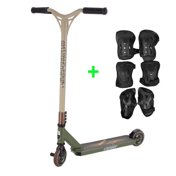 

Самокат трюковый Explore Amigo Stunt Deluxe 2020 Upgrade 2 пеги 110 mm Amigosport Зеленый с оливковым защита в подарок