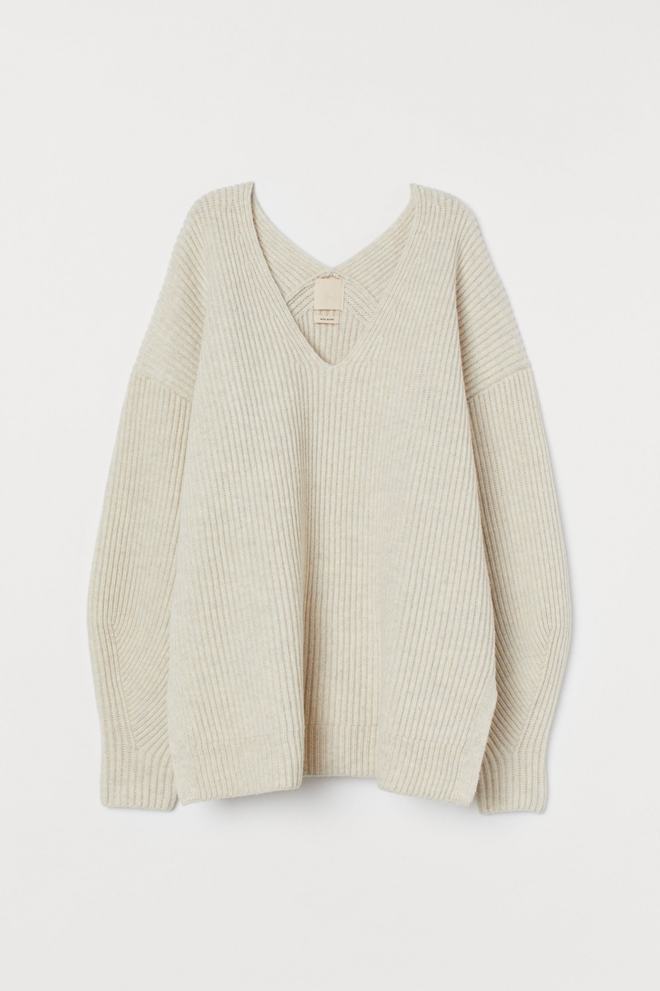 

Джемпер шерстяной оверсайз H&M XS светло бежевый меланж 8374481wt