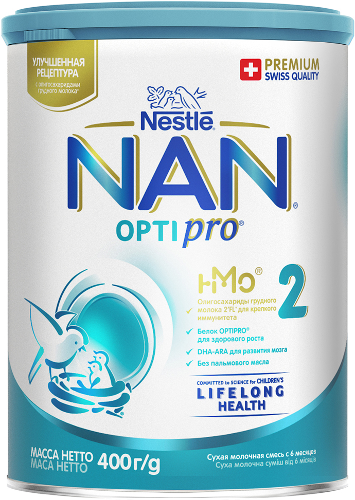 

Детская смесь молочная сухая Nestle NAN 2 Optipro с олигосахаридом 2'FL для детей от 6 месяцев 400 г (7613032477493)