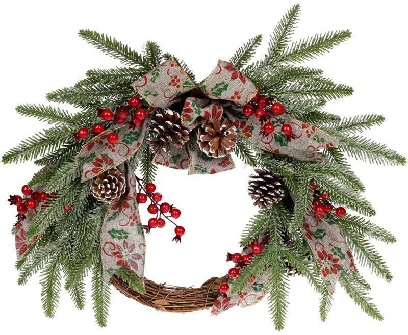 

Декоративный венок из искусственной хвои Bona "Яркий бант" D50см (дерево, пластик, металл)