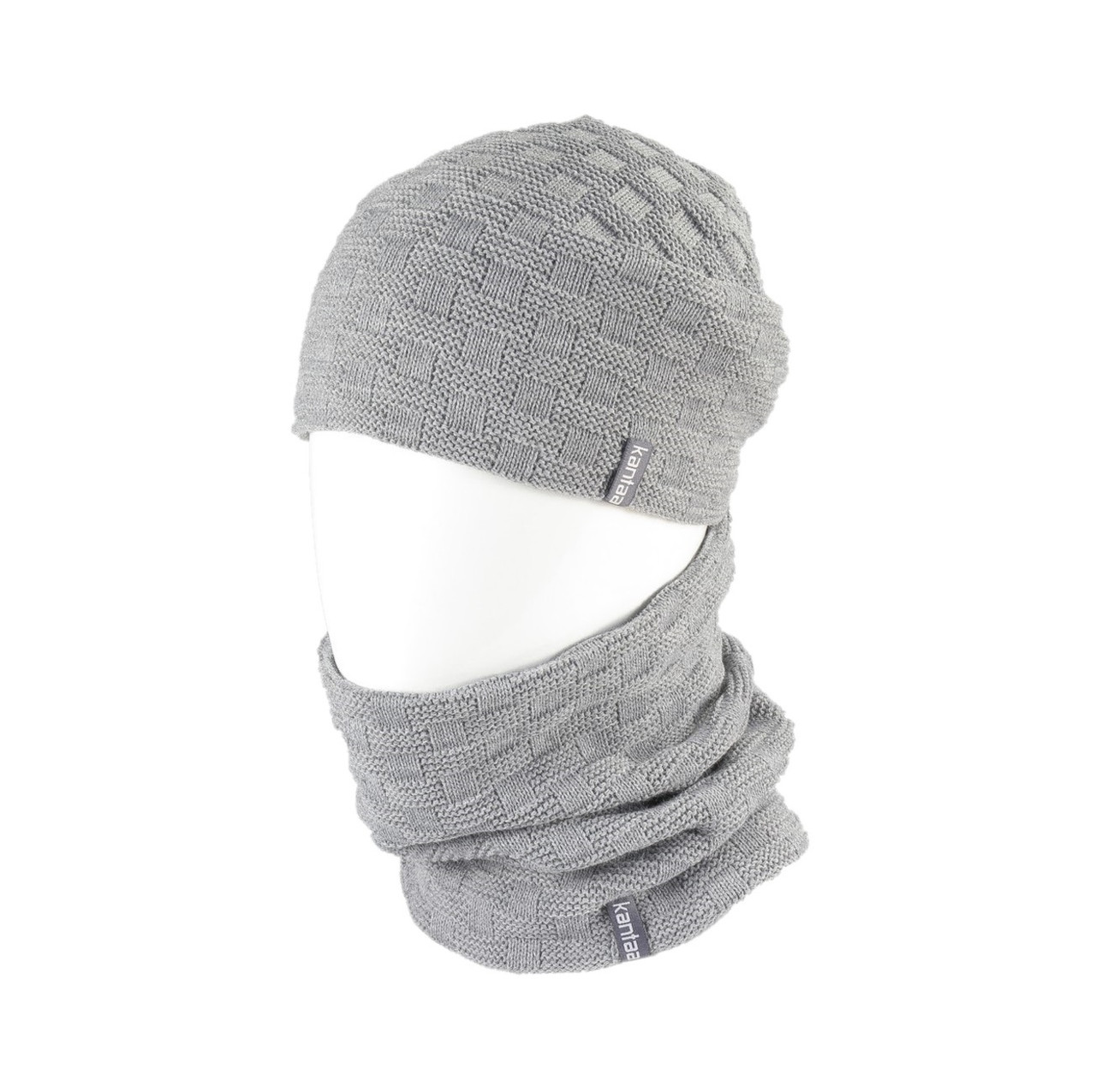 

Вязаная шапка с Buff снуд КАНТА унисекс взрослый Cерый (OC-047)