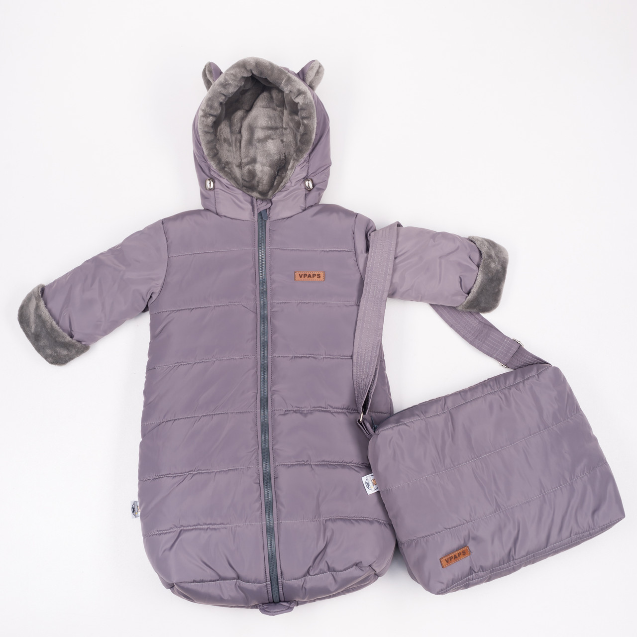 

Комбинезон Vredniy Paps зимний для новорожденных "Авиатор" серый+ сумка в подарок 68