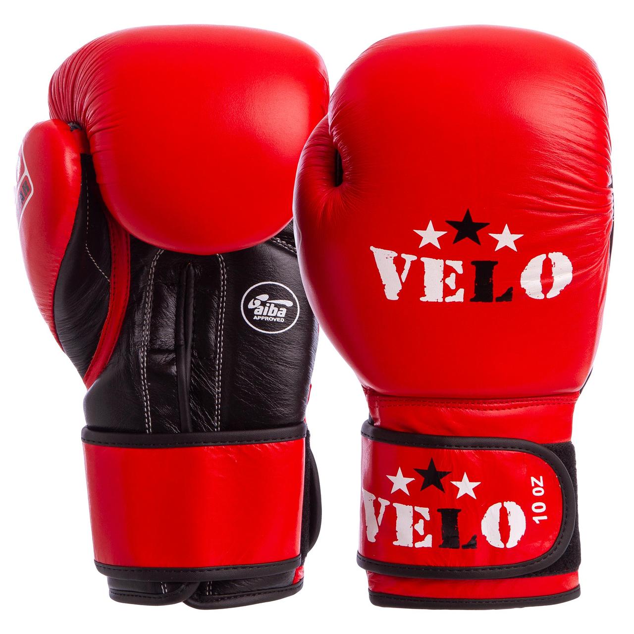 Боксерские перчатки профессиональные кожаные VELO AIBA АИБА На липучке ...
