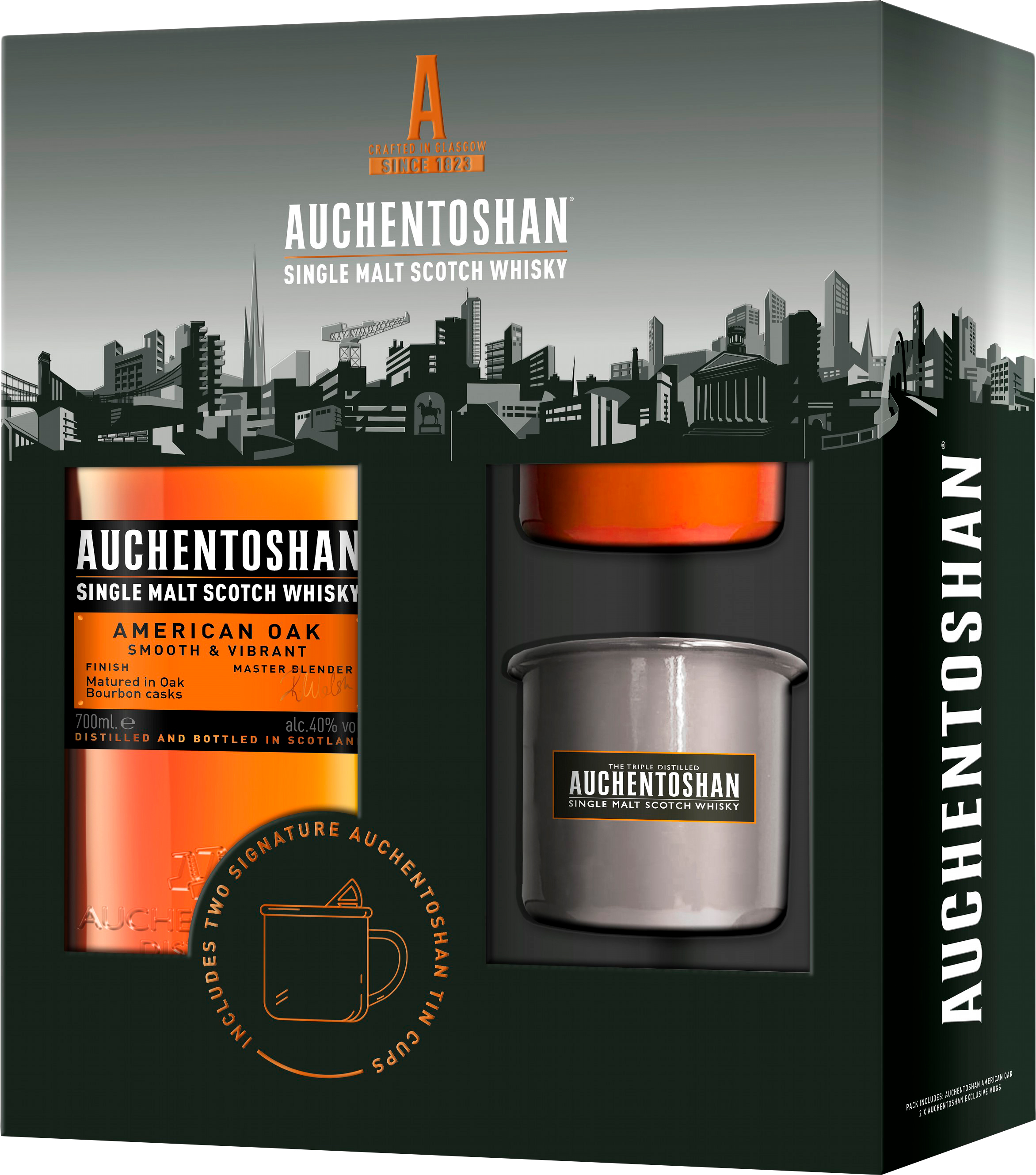 Акція на Виски Auchentoshan American Oak 8 лет выдержки 0.7 л 40% + 2 стакана (5010496005316) від Rozetka UA