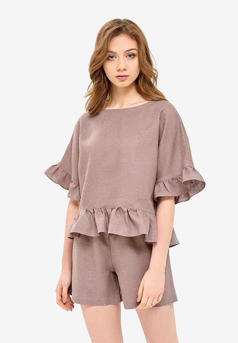 

Топ LinenLove с рюшами XL Мокко (Н4-4-XL)