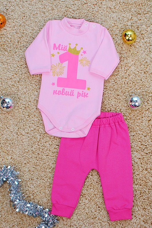 

Комплект (боди + штаны) Baby Ball Мой первый новый год 50-56 см Розовый (укр.)