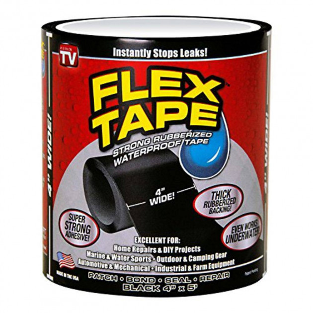 

Прочная, прорезиненная, водонепроницаемая лента Flex Tape 10х150 см