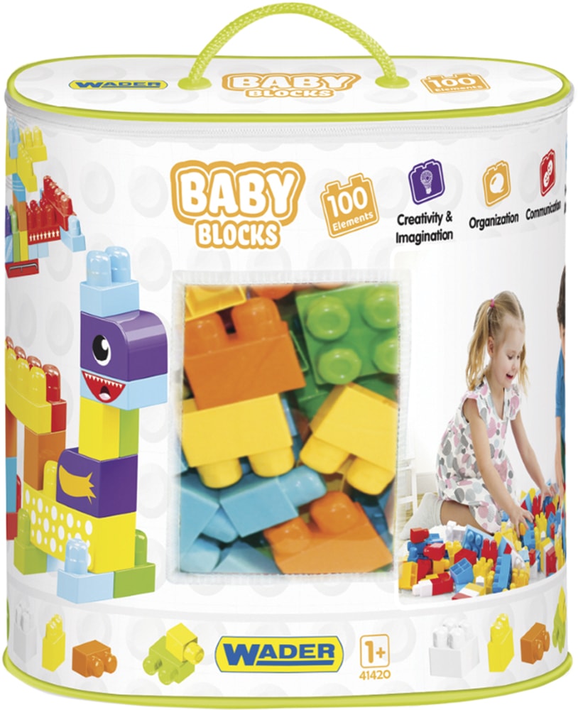 

Конструктор Wader Baby Blocks Мои первые кубики 100 элементов в сумке (41420) (5900694414204)