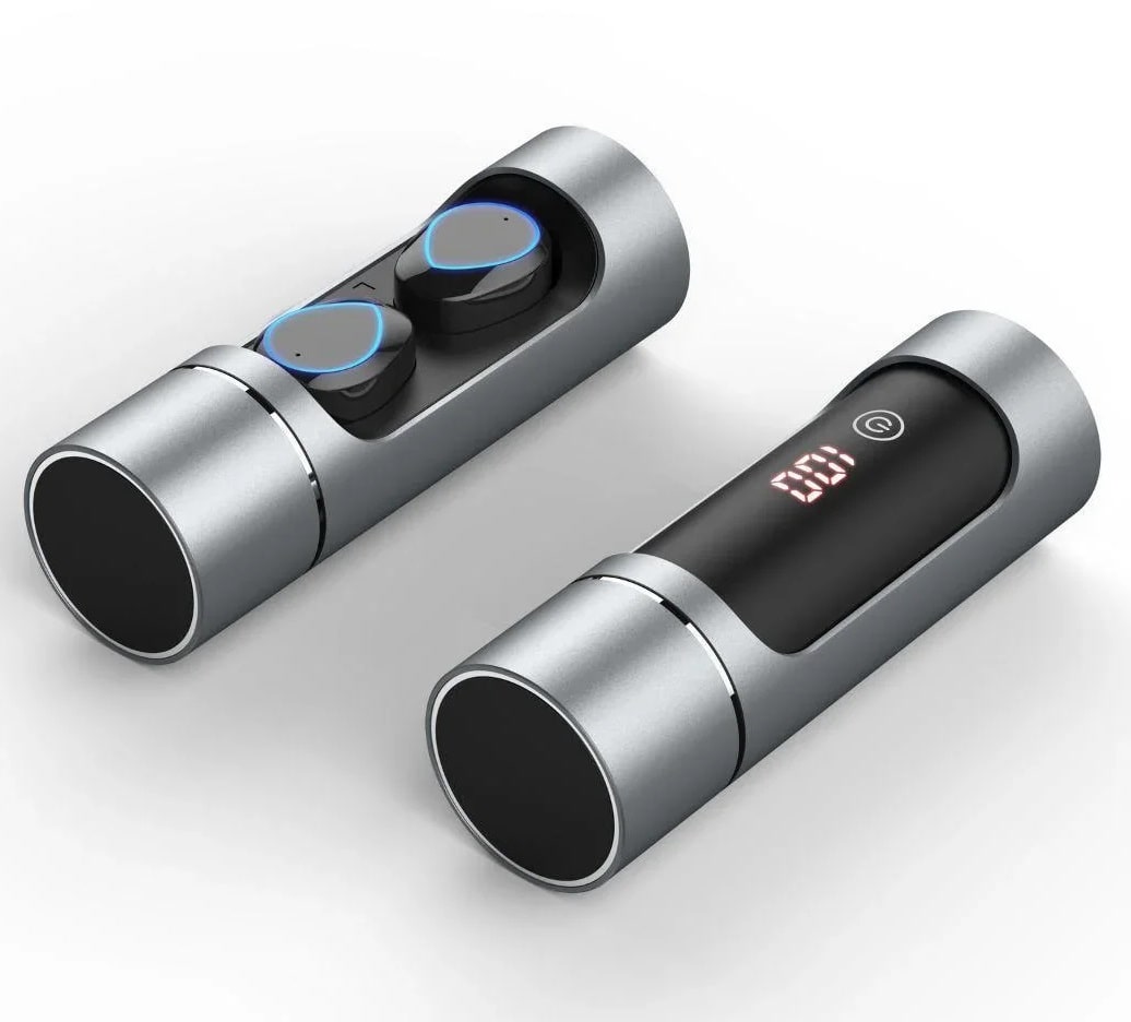 

Беспроводные наушники вкладыши Wireless Earbuds K08 TWS HiFi Earphones Мини-гарнитура Bluetooth 5.0 в тубе + LED индикатор заряда + Павербанк 1000 мАч + Фонарик Silver