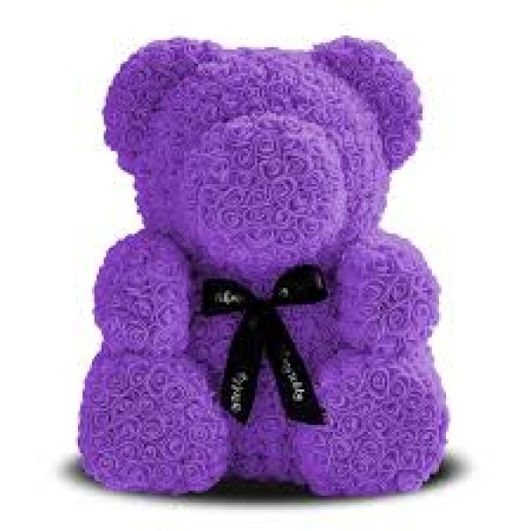 

Мишка из роз 3D 25 см в красивой подарочной упаковке (Teddy ) Мишка Тедди ORIGINAL из цветов фиолетового цвета