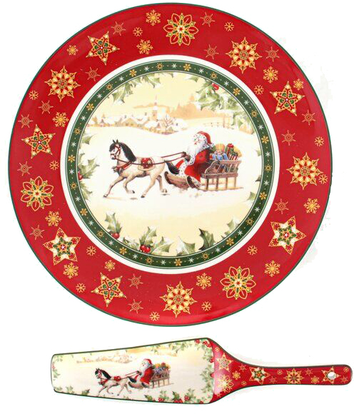 

Блюдо для торта Lefard Сhristmas collection с лопаткой 24 см (986-084)