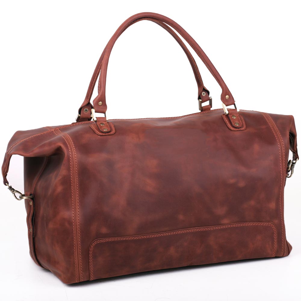 

Шикарный саквояж коньячного цвета из кожи крейзи хорс Old master арт. SV-4Cognac