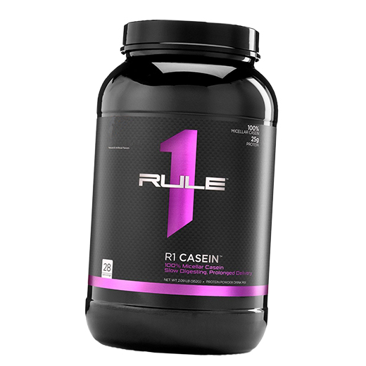 

Мицеллярный казеин, 100% Micellar Casein, Rule 1 908г Клубника-крем (29408001)
