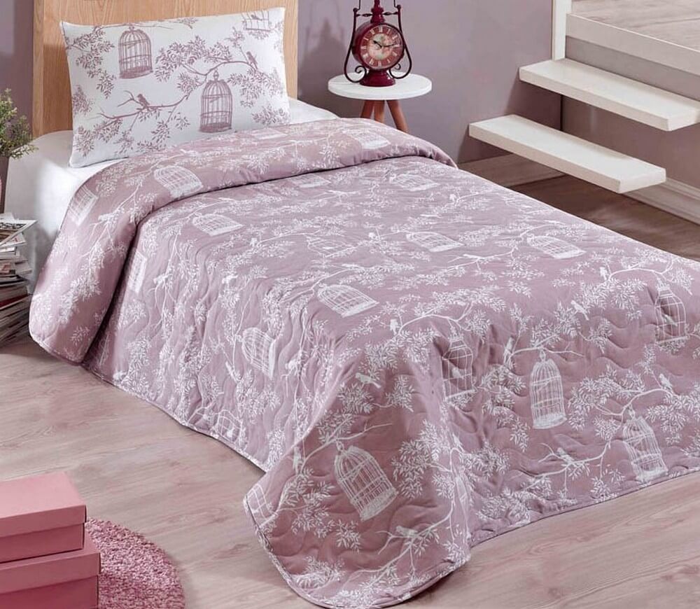 

Покрывало стеганое Eponj Home Samyeli Lila 160х220 с наволочкой 50х70