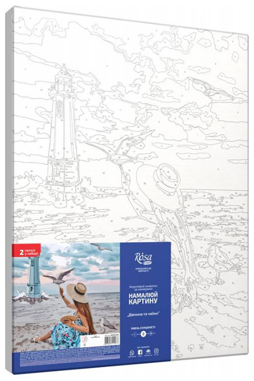 

Набор для творчества Rosa акриловая живопись по номерам Девушка и чайки 35х45см (N00013228)
