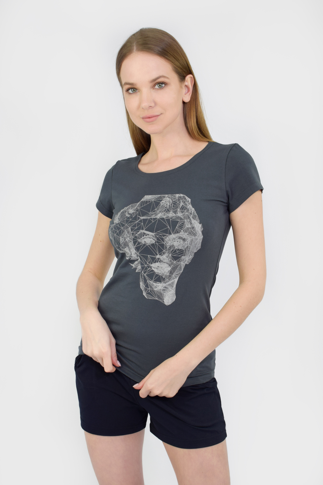 

Футболка женская летняя с рисунком N.EL. 584  графит 37829, Футболка женская летняя с рисунком N.EL. 584 S графит 37829