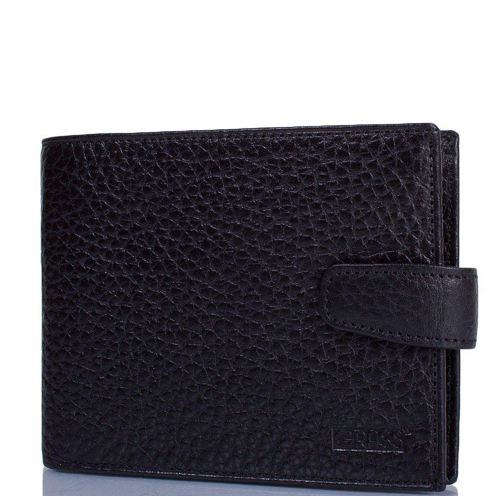 

Кожаное портмоне мужское Grass 12,5х10х3 см Черный