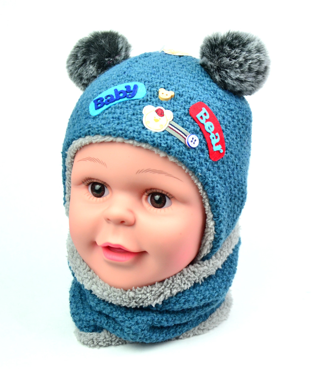 

Зимняя шапка с хомутом для мальчика Bear (42-46 см) ZGS00036