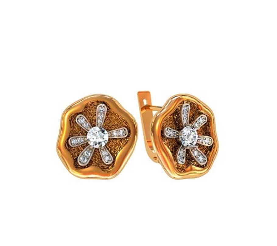 

Золотые сережки с фианитом Maxi Silver 7824
