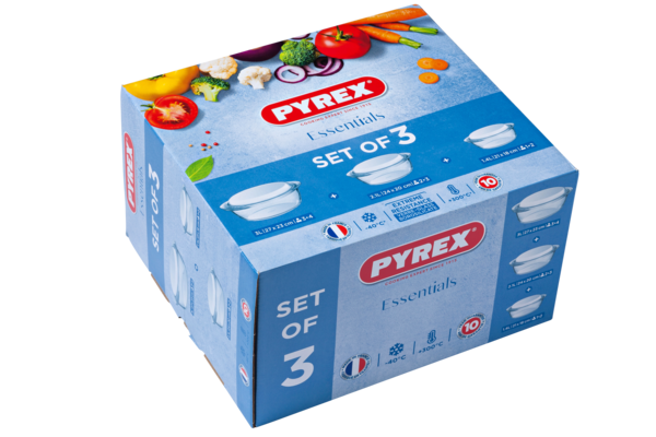 

Набор кастрюль PYREX ESSENTIALS стеклянные 3 пр. (1.1л, 1.6л, 2.2л)