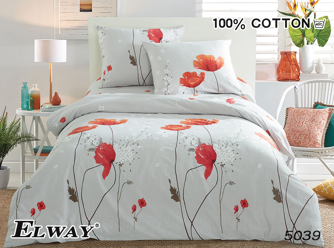 

Комплект постельного белья евро Elway 5039 Poppy Flower