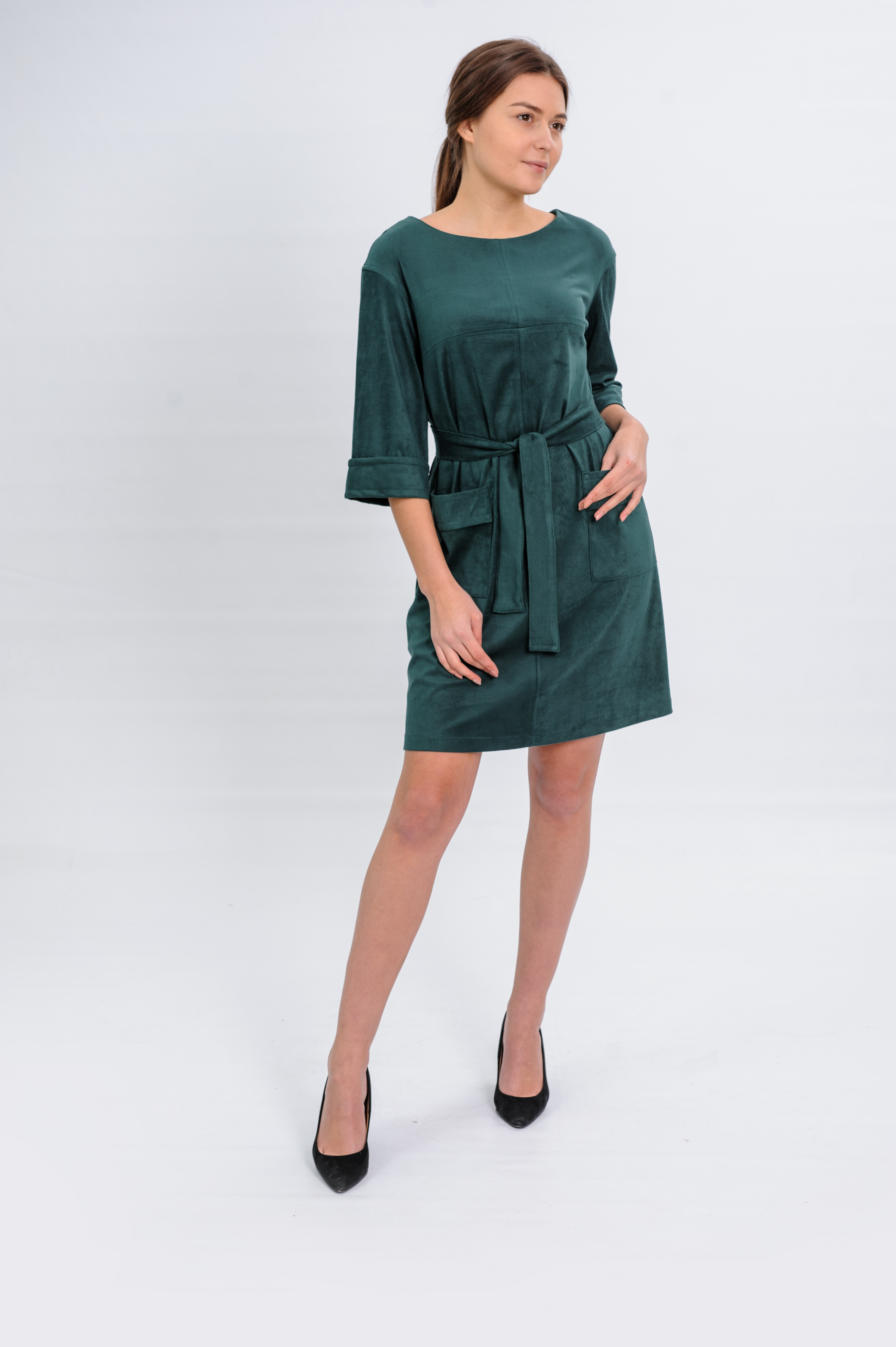 

Платье Wear me трапеция с накладными карманами XS Темно-зеленый 2w/19/69