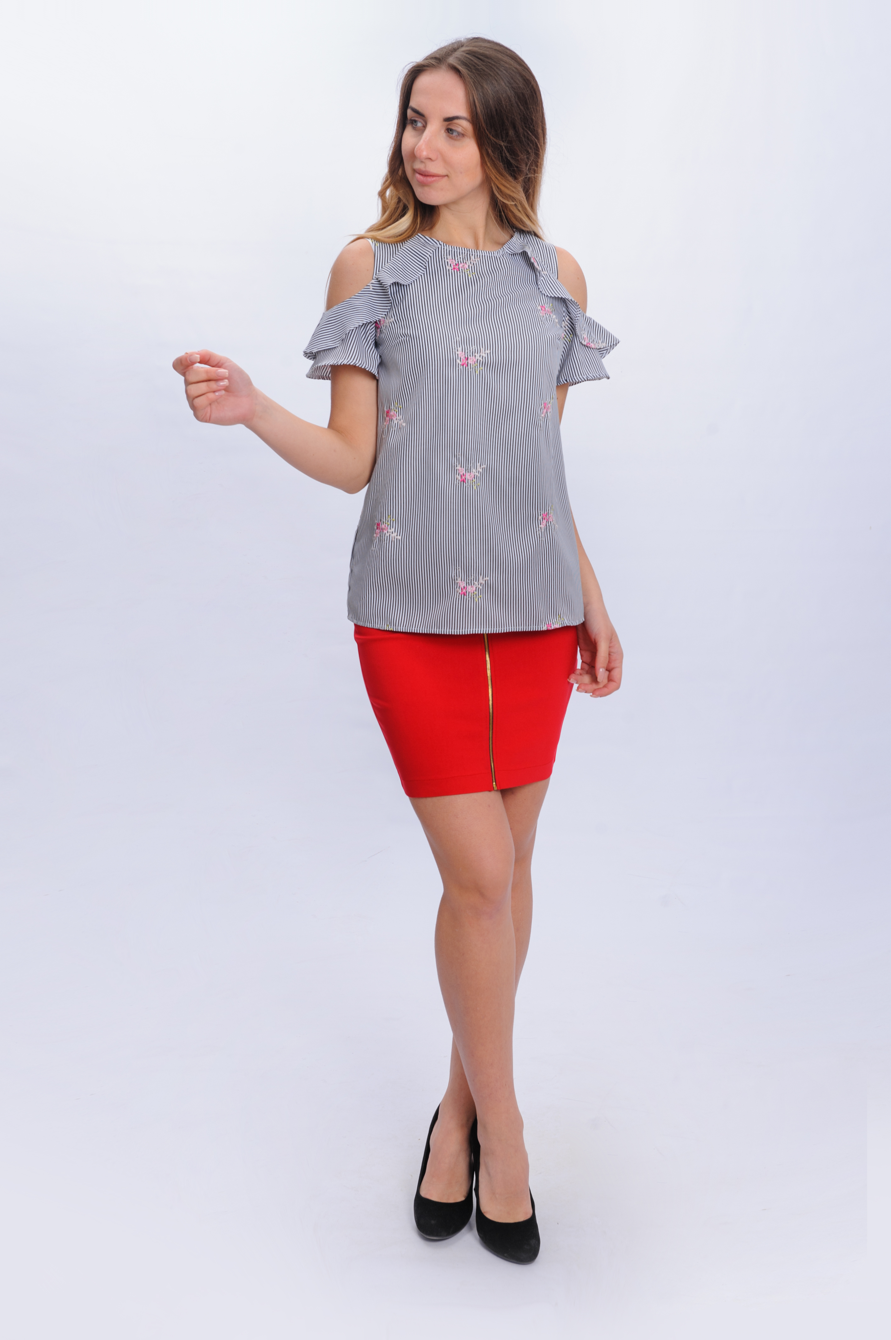 

Блуза Wear me полоска с открытыми плечами XS Белый+черный 1w/12/12R