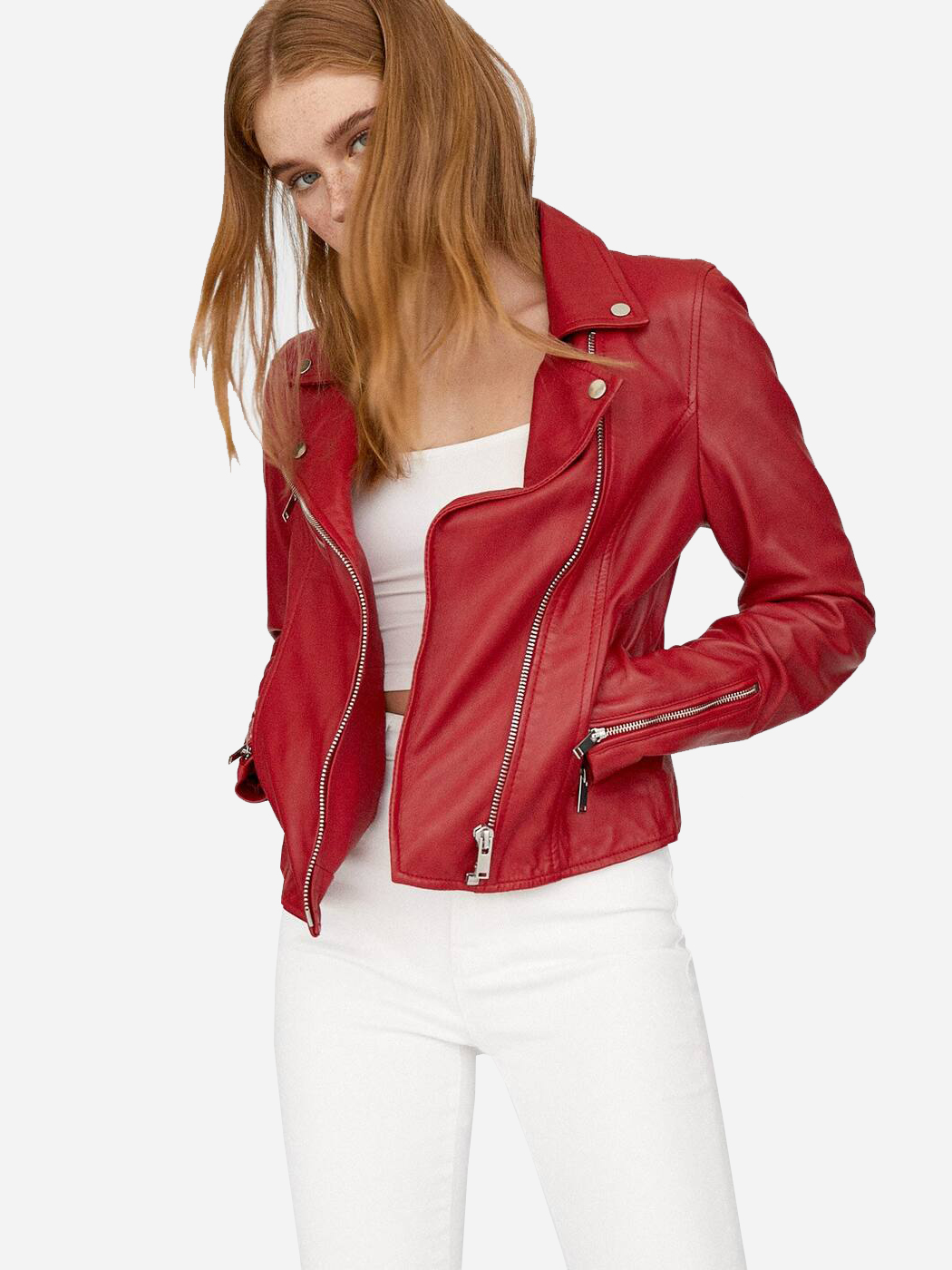 

Кожаная куртка Stradivarius 01701225100 L Красная