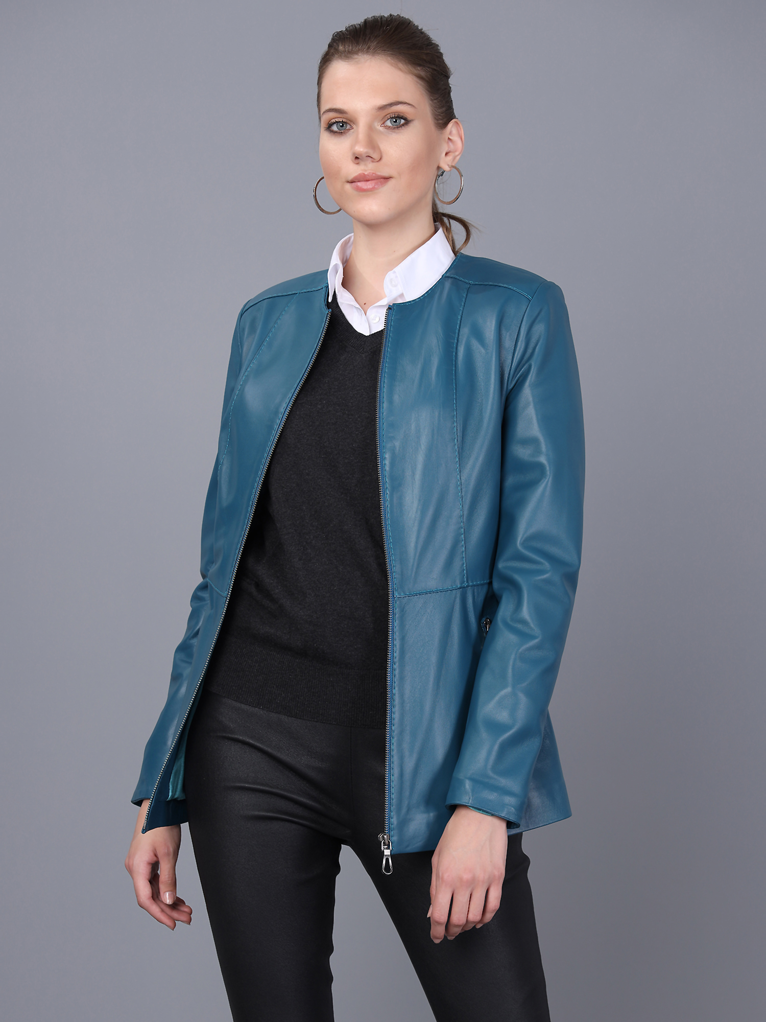 

Женская кожаная куртка BASICS & MORE Синий 2XL