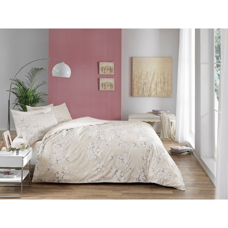 

Постельное белье Tac сатин - Flora tas v01 серый евро