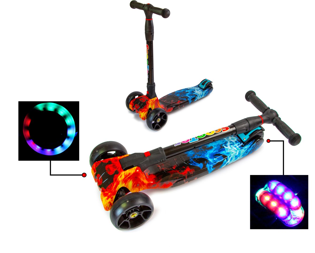 

Детский самокат Scale Sports Smart. Огонь и Лед. Складная ручка