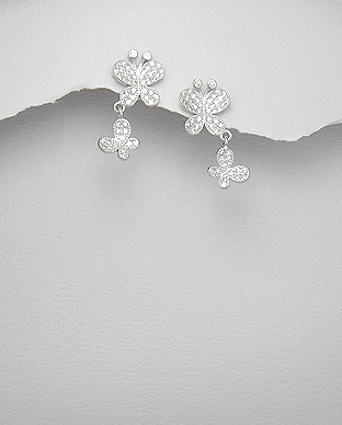 

Серьги из серебра Бабочки, 11/53-701-11139/637