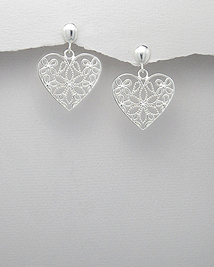 

Сережки из серебра Ажурное сердечко, 10/54-706-14998/559