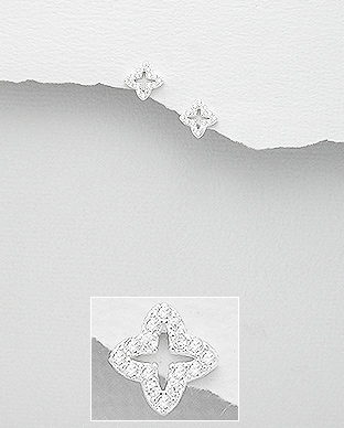 

Гвоздики из серебра Четырехлистник, 13/53-701-17594/736