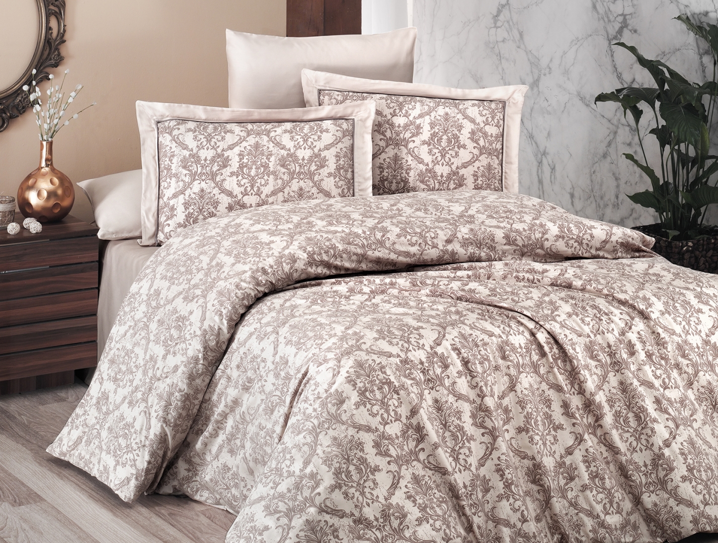 

Комплект постельного белья First Choice Deluxe Сатин 200х220 "CATRA EKRU"