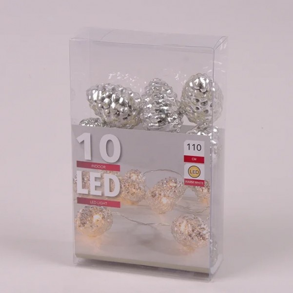 

Гирлянда LED Шишки серебряные теплый свет 10 светодиодов 1,1 м 45014 (BAM02925)
