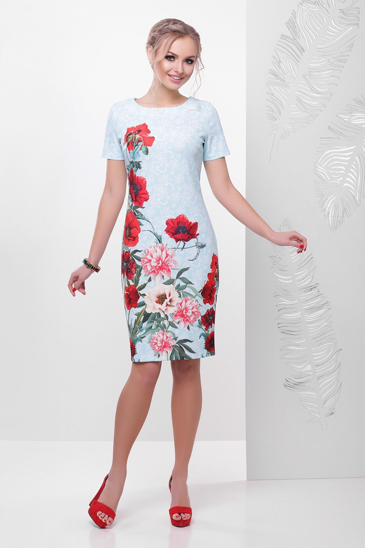 

Платье Maximoda Е3333Кружево-маки платье Мальва к/р 44 мятный