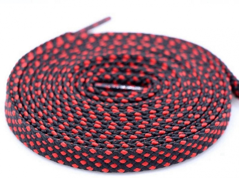 

Спортивные обувные шнурки V-tie двухцветные черные с красным