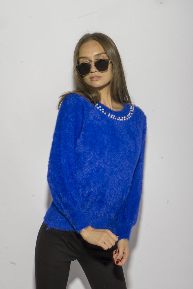 

Свитер женский с бусинками Time of Style 120PFA009078 S-M Электрик