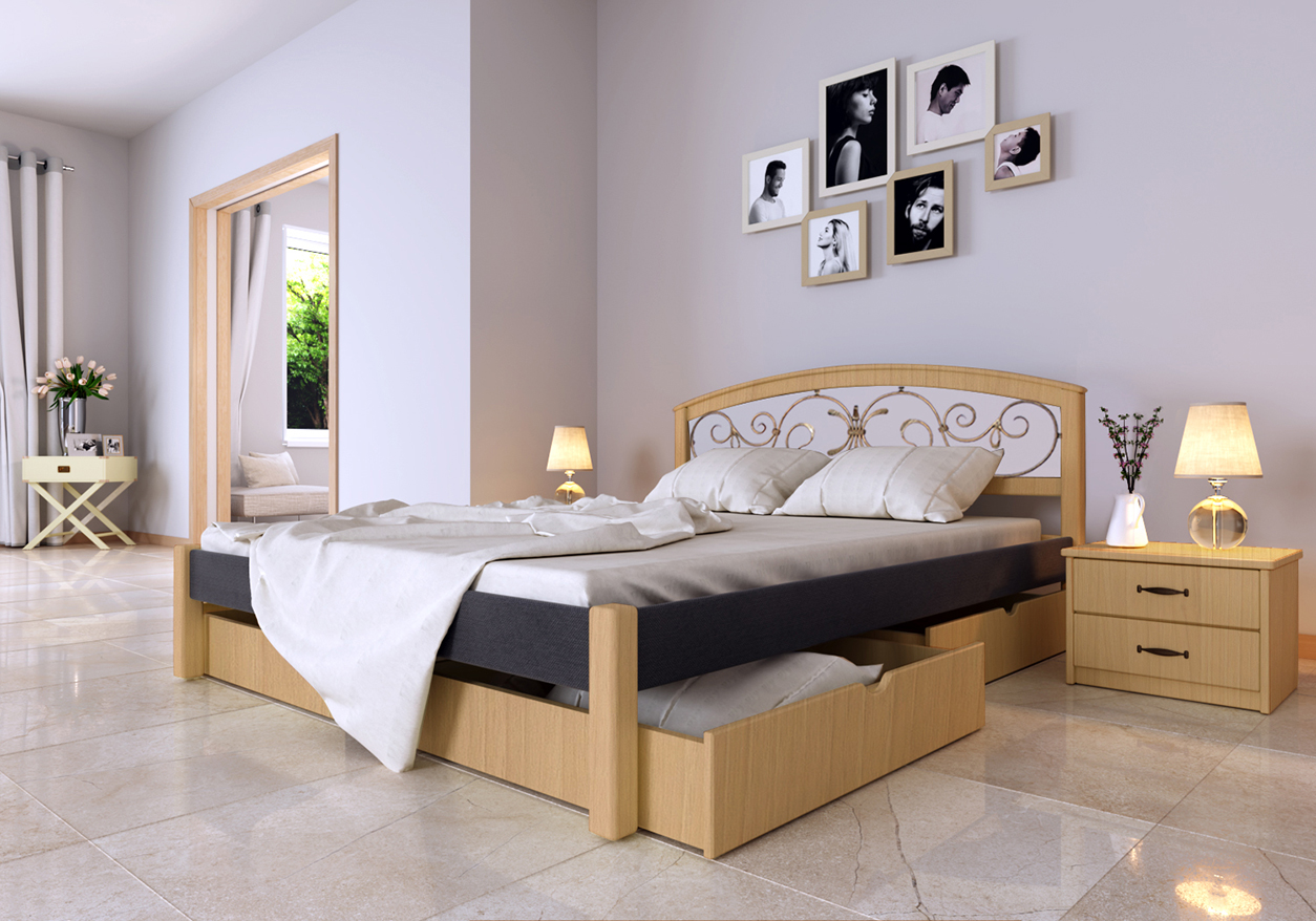

Кровать Британия ковка Комби ЧДК (180 * 200) Ольха
